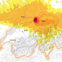 Laut Studie ungenügender Notfallschutz Radioaktive Wolke Verbreitung auf Schweizer Karte