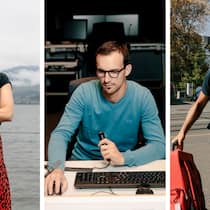 Wie Fluglotsen und Notfallärztinnen Ruhe bewahren Nicole Haut-Cavegn (selbständige Unternehmerin), André Reinmann (Fluglotse) und Simone Meyer (Notfallärztin)