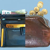 Wie die Schweiz Ungleichheit produziert Halbes Portemonnaie mit viel Geld und halbes Portemonnaie mit wenigen Münzen