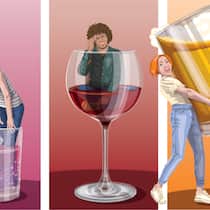 Deshalb brummt nach zu viel Alkohol der Schädel Illustration mit Menschen und Alkohol - Nach einer Nacht mit viel Alkohol pulsiert es im Kopf. Wie entstehen Katerkopfschmerzen und was lässt sich dagegen tun