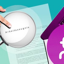 Sabbatical? Chefwechsel? Fordern Sie Ihr Zeugnis! Eine Lupe zeigt auf ein Blatt Papier, das mit «Arbeitszeugnis» beschrieben ist - Zwischenzeugnisse sind eine Art Versicherung gegen Streit nach dem Job-Aus. In bestimmten Situationen sollte man auf jeden Fall eins verlangen. Und es dann sorgfältig prüfen – der Beobachter liefert das Tool dazu.