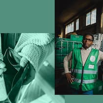 «Armut ist kein Verbrechen» Collage aus einem Porträt von Amine Diare Conde, dem Gründer von «Essen für alle», und dem Bild eines leeren Portemonnaies.