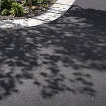 Zoff wegen Mammutbaum – Nachbarn fordern Geld wegen Schatten Der Schatten eines Baums auf dem Asphaltboden des Brown Boveri Platzes in Baden, fotografiert am Dienstag, 9. September 2025 in Baden. (Keystone/Gaëtan Bally)SCHWEIZ BAUM SCHATTEN