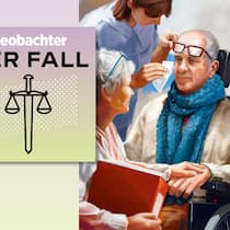 MS-Patient kämpft für Pflege zu Hause Collage zum Beobachter-Podcast Der Fall "Urs Diethelm", August 2025: https://www.beobachter.ch/magazin/gesellschaft/sein-kampf-ums-uberleben-kostet-ihn-ein-vermogen-829620