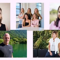 Fünf mutige Taten stehen zur Wahl – stimmen Sie jetzt ab! Collage PC-Karussell: Prix Courage 26: Kandidaten-Karussell mit Aufruf zum Voting. Portraits von Saskia Leber (Jonathan Labusch), Influencerinnen Agnes, Faye, Nathi, Alisha, Franny 08.04.2026 (CLARA NEUGEBAUER/TAGES-ANZEIGER), Lea Blattner (Jonathan …