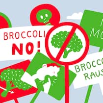 Iss jetzt deinen Broccoli! Illustration zum Schlusspunkt Kinder und Gemüse, BEO 12/26
