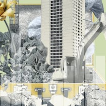 Die Mieten steigen – die Löhne stagnieren Collage zum Thema Wohnen, Miete und Bauen.