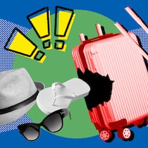 Welche Reiseversicherungen man wirklich braucht Ein Reisekoffer mit abgebrochenen Trägern steht zusammen mit einem Sommerhut, Sandalen und Sonnenbrille vor einem blauen Hintergrund. Wenn in den Ferien etwas schiefgeht, kann eine Reiseversicherung den finanziellen Schaden decken. In welchen Fällen macht sie Sinn?