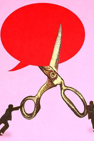 Illustration einer zerschnittenen Sprechblase