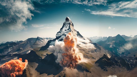Das Matterhorn als Vulkan – dieses Bild wurde mit künstlicher Intelligenz hergestellt – in Sekundenschnelle