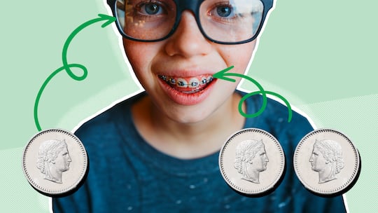 Kind mit Brille, Spange und Münzen. Getrennte Eltern reiben sich oft an unerwarteten Kosten für die Kinder. Was ist mit den Alimenten gedeckt, wann wird ein zusätzlicher Beitrag fällig