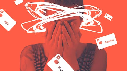 Illustration einer Frau, welche die Hände vor das Gesicht schlägt. Diese Sorgen belasteten die Schweizer 2024 am meisten.