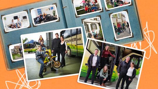 Collage mit Familienbildern, sieht aus wie ein Fotoalbum