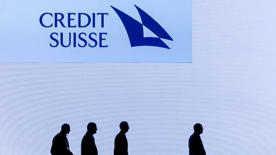 Swiss bank Credit Suisse Chairman Axel P. Lehmann. 3rd left, leaves the stage after theannual shareholders' meeting of the Swiss banking group on Tuesday, April 4, 2023 in Zurich, Switzerland. Swiss Bank Credit Suisse was rescued in a three billion dollars purchase by its Swiss rival UBS in a government-backed deal. (KEYSTONE/Michael Buholzer)