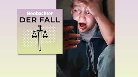 Collage mit der Illu eines erschreckten Jungen - Ein Jugendlicher wird auf Snapchat mit Nacktbildern erpresst und zahlt aus Angst mehrere Hundert Franken. Erst als die Drohungen eskalieren, informiert er die Polizei. Die findet den Täter – einen Buben