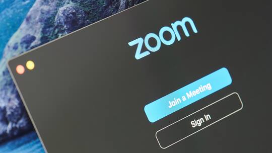 New-York , USA - April 1, 2020: Sign in zoom app on laptop screen close up view