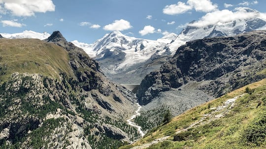 Visualisierung des Staudamm-Projekts Gornerli am Gornergletscher.