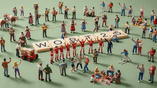 Kleine Figuren und Scrabble-Wort - Jedes Land hat seine eigenen Sorgen – und Wörter. Finden Sie im Quiz heraus, was die Schweiz und Europa dieses Jahr wirklich bewegt hat