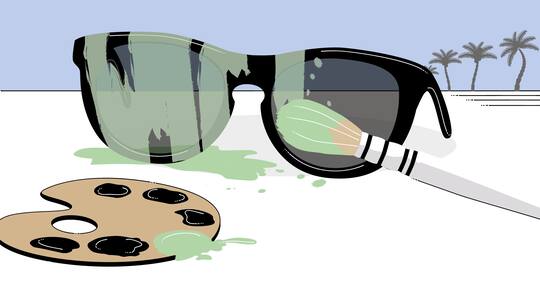 Greenwashing bei Reisen: Sonnenbrille und Farbpalette