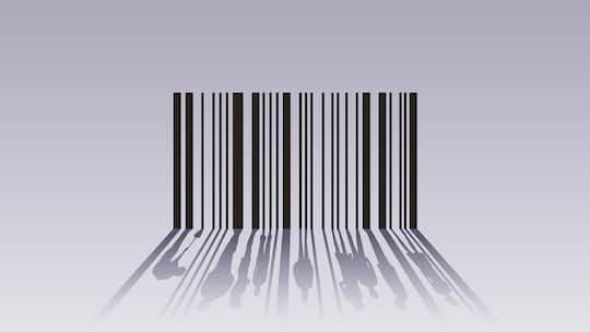 Barcode mit Schatten aus Menschensilhouetten