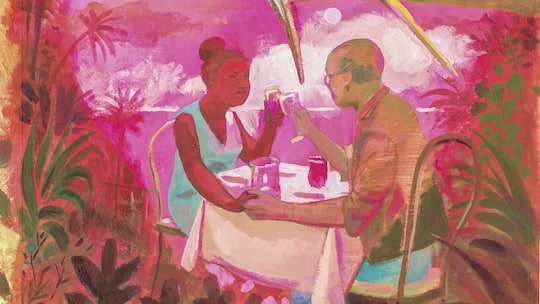 Illustration eines Paares beim Essen