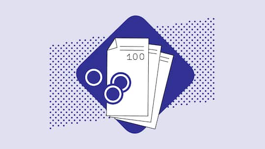 Illustration von Münzen und Geldnoten