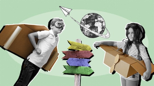 Collage mit Junge, Mädchen und Weltkugel - Um das elfte Altersjahr herum befinden sich Kinder oft in einer Übergangsphase zur Pubertät. Auch für die Eltern ist das manchmal recht hart