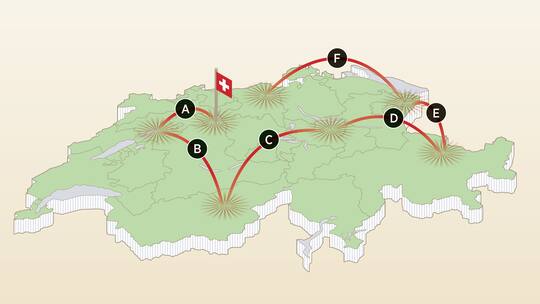 Die Route der Beobachter-Exkursion 2022 im Überblick