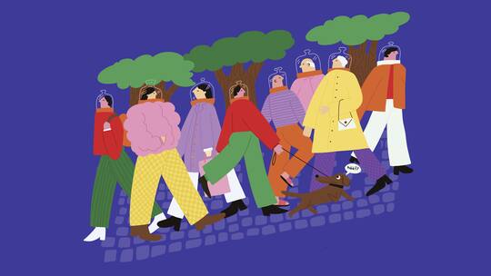 Menschen mit Kopfhörern