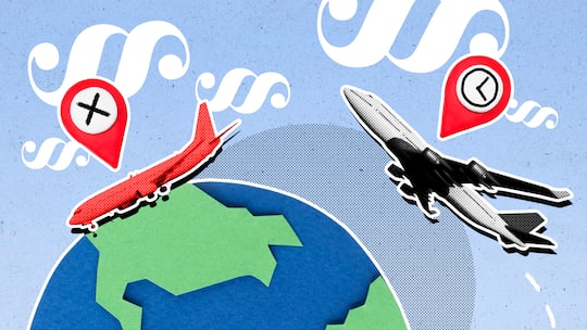 Illustration zum Thema Flugausfaelle und Flugverspätung.