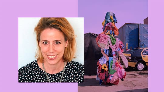 Collage: Susanne Rudolf und Kleiderberg - Wir kaufen zu viel, werfen zu viel weg und recyceln schlecht. Wer seine Garderobe auf Klimakurs bringen will, muss umdenken, sagt Susanne Rudolf von Fashion Revolution Schweiz