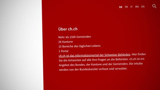 Die Website von ch.ch gibt es lediglich in fünf Sprachen