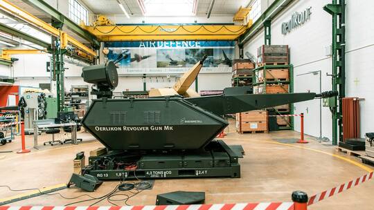 Prototyp des Flugabwehrsystems, das in Katar eingesetzt wird – in der Fabrik der Firma Rheinmetall Airdefence
