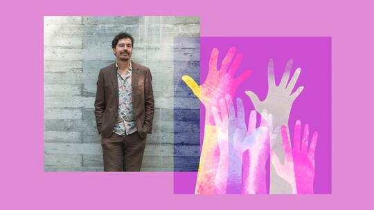 Forscher Jakub Samochiewic vom Gottlieb Duttweiler Institut GDI mit symbolischen Händen