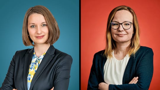 Mitte-Frauen-Präsidentin Christina Bachmann-Roth (li.) und Gewerkschafterin Gabriela Medici