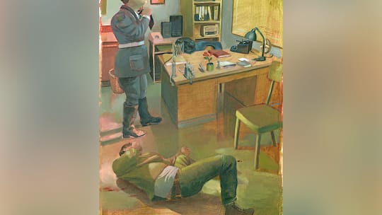 Illustration: Mann liegt zusammengeschlagen auf dem Boden