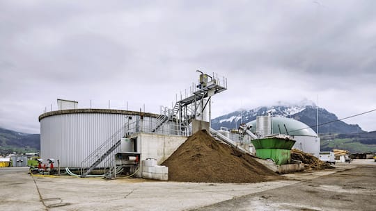 Biogas Anlage der Agro Energie Schwyz in Ibach am 21. Maerz 2017. (KEYSTONE/Gaetan Bally)