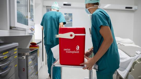 Organe werden durch Spitalpersonal transportiert