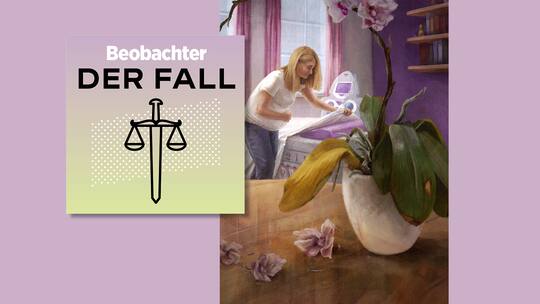 Illustration Frau mit Abnehmmaschine: Eine Frau will sich mit einem Schlankheitsstudio selbständig machen. Die Geschäftsidee: Menschen helfen, ohne Anstrengung Gewicht zu verlieren. Dazu investiert sie viel Geld in ein Ultraschallgerät – das aber mit Lizenzgebühren und Leasingraten verbunden ist. Als die Maschine geliefert wird, kommt der Covid-Lockdown – und die Frau landet in der Schuldenfalle. «Schlankheitsmaschine stürzt Frau in die Schulden» ist die neuste Folge der Podcast-Reihe «Der Fall»