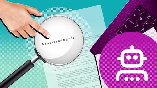 Eine Lupe zeigt auf ein Blatt Papier, das mit «Arbeitszeugnis» beschrieben ist - Zwischenzeugnisse sind eine Art Versicherung gegen Streit nach dem Job-Aus. In bestimmten Situationen sollte man auf jeden Fall eins verlangen. Und es dann sorgfältig prüfen – der Beobachter liefert das Tool dazu.