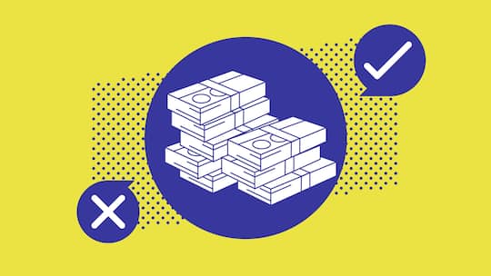 Ein Bündel mit Geldscheinen befindet sich vor einem gelben Hintergrund - Finden Sie mit dem Beobachter-Format «Be-O-Mat» mit wenigen Klicks heraus, was für Ihren spezifischen Fall gilt, indem Sie wenige Fragen zu Ihrer Situation beantworten.