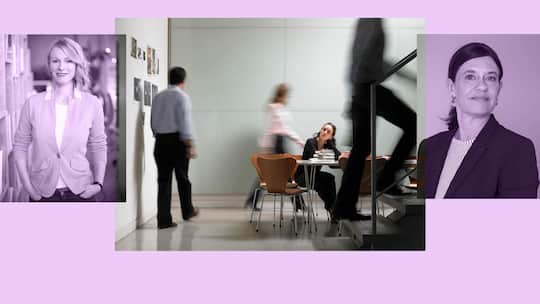 Collage mit Verena Tschudi und Sibyl Schädeli: Eine neue Studie enthüllt, dass Frauen in Schweizer Unternehmen deutlich seltener befördert werden als Männer. Das muss nicht sein. Zwei Expertinnen geben Tipps.