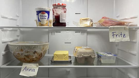 WG statt KonkubinatKühlschrank mit Lebensmitteln in einer Wohngemeinschaft.