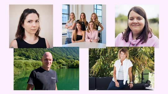Collage PC-Karussell: Prix Courage 26: Kandidaten-Karussell mit Aufruf zum Voting. Portraits von Saskia Leber (Jonathan Labusch), Influencerinnen Agnes, Faye, Nathi, Alisha, Franny 08.04.2026 (CLARA NEUGEBAUER/TAGES-ANZEIGER), Lea Blattner (Jonathan …