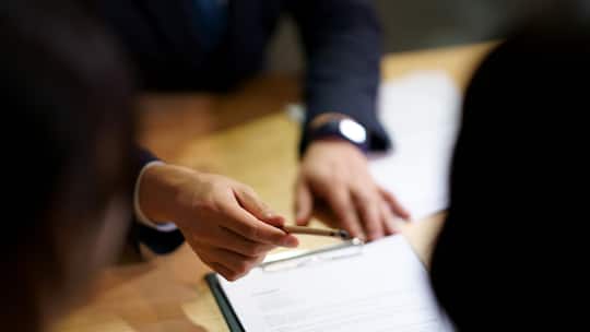 Selective focus shooting on hand of Businessman giving pen to Partnership to sign contract agreement in document
1212743420
