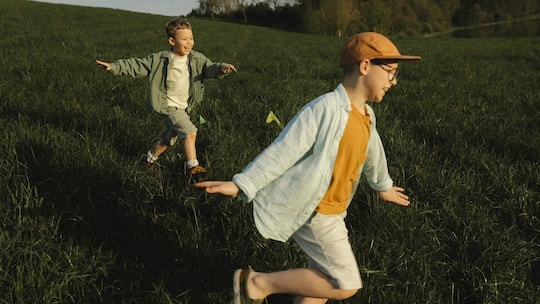 Cheerful brothers running in meadow
2196450746