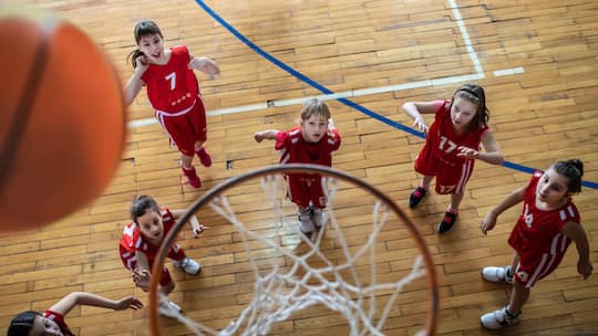 Female School Basketball Team Playing Game
1202956763