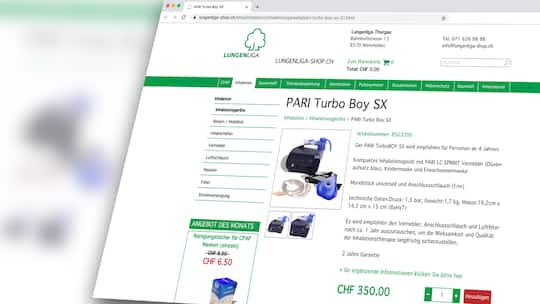 Produktansicht des Turbo Boy SX von PARI im Onlineshop der Lungenliga