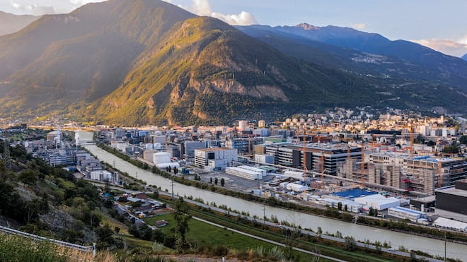 Die Turbo-Town Blick auf Visp