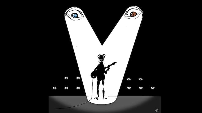 Unwohlsein reicht nicht Illustration: Musiker mit Dreadlocks im Scheinwerferlicht